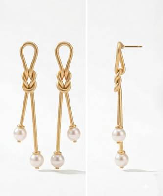 Gold plated gilded knot dangler earrings 3