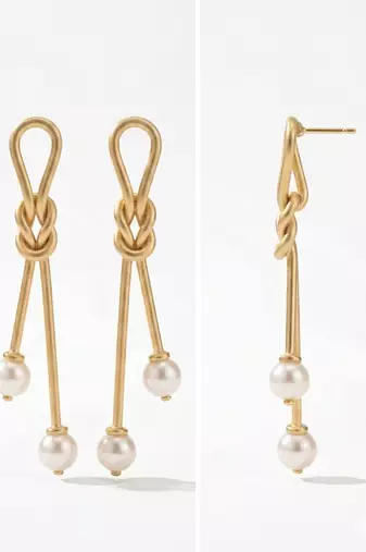 Gold plated gilded knot dangler earrings