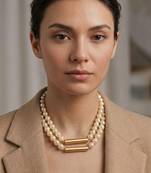 Gold plated beaded double strand necklace
