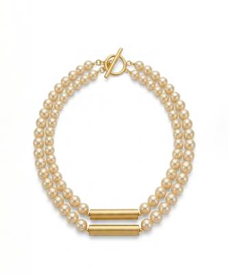 Gold plated beaded double strand necklace 2