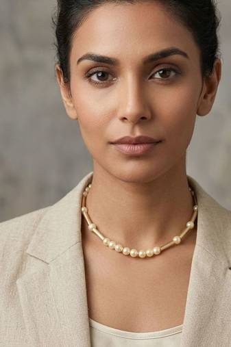 Gold plated pearl choker necklace