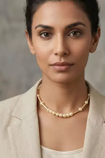 Gold plated pearl choker necklace