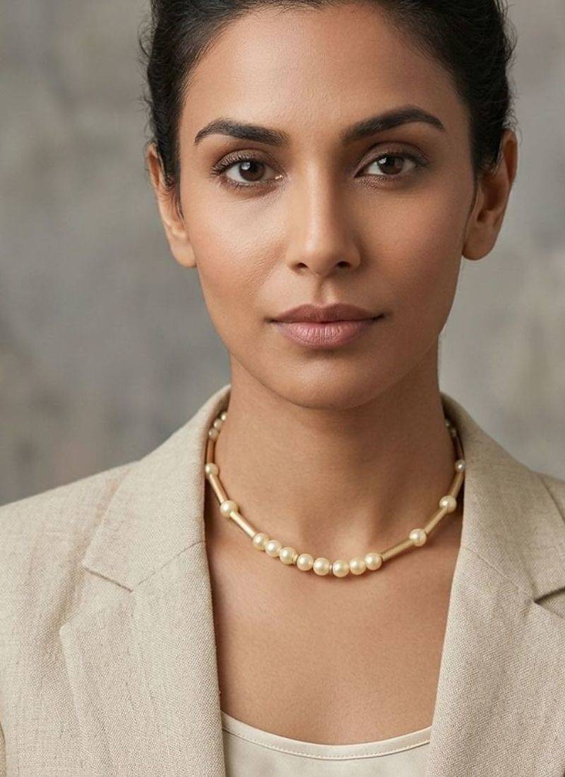 Gold plated pearl choker necklace
