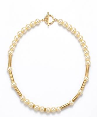 Gold plated pearl choker necklace 2