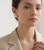 Gold plated cluster pearl stud earrings