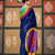 Blue floral print chiffon ethnic saree