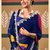 Blue floral print chiffon ethnic saree