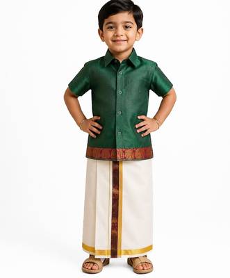Minipattu green shirt & veshti set 1