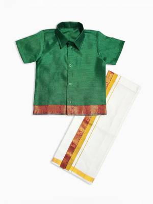Minipattu green shirt & veshti set 2