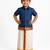 Minipattu teal shirt & veshti set