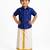 Minipattu royal blue butta shirt & veshti set for boys
