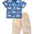 Minipattu blue kalamkari kurta pant set for boys