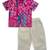 Minipattu pink kalamkari print kurta pant set for boys