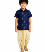 Minipattu blue kurta dhoti set for boys