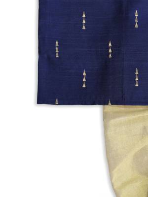 Minipattu blue kurta dhoti set for boys 4