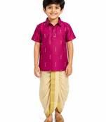 Minipattu pink kurta dhoti set for boys