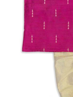 Minipattu pink kurta dhoti set for boys 4