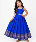 Minipattu blue zari butta frock for girls