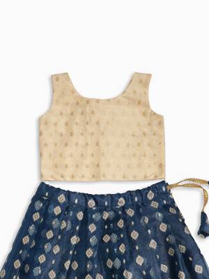 Minipattu half white blue lehenga choli for baby girls 3