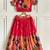 Festive ready skirt and top set for girls featuring elegant weaving panel detailing embroidered lace highlights