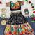 Festive ready skirt and top set for girls featuring elegant weaving panel detailing embroidered lace highlights