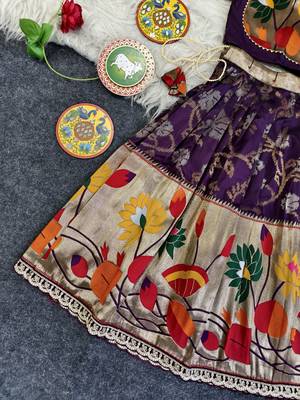 Festive ready skirt and top set for girls featuring elegant weaving panel detailing embroidered lace highlights 2