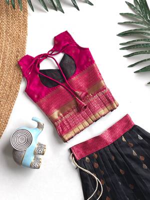 Beautiful girl’s set crafted in soft woven fabric features elegant panel work and fine detailing, 2