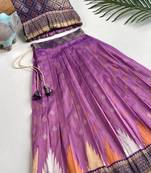 Beautiful girl’s set crafted in soft woven fabric features elegant panel work and fine detailing,