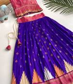 Beautiful girl’s set crafted in soft woven fabric features elegant panel work and fine detailing,