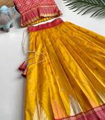 Beautiful girl’s set crafted in soft woven fabric features elegant panel work and fine detailing,