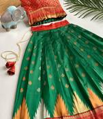Beautiful girl’s set crafted in soft woven fabric features elegant panel work and fine detailing,