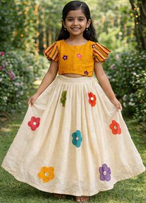 cottan multi-floral print top paired with a matching floral skirt 1