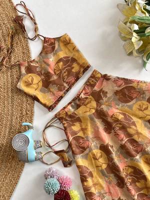 girls traditional yellow soft chanderi skirt and top set 3