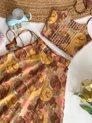 girls traditional yellow soft chanderi skirt and top set 5