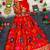 Girls red floral woven lehenga choli set with tie-up top & flowy skirt