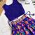 Girls violet floral woven lehenga choli set with tie-up top & flowy skirt