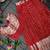 Girls red woven kanchipuram style lehenga set with silk skirt, crop top & latkans