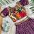 Girls wine bandhani skirt and top set with radha krishna motif back design