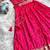 Girls pink bandhani skirt and top set with radha krishna motif back design
