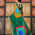 Green floral print chiffon ethnic saree