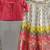 Girls pink silk blend woven lehenga choli with ruffle sleeves & shawl collar
