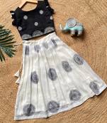 Girls white and black mandala embroidered lehenga choli set