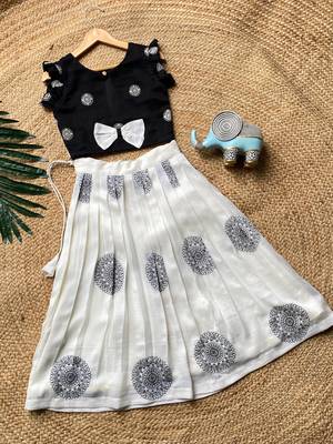 Girls white and black mandala embroidered lehenga choli set 2