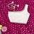 Pink one-shoulder solid crop top with polka dot flared lehenga for girls