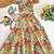 Girls ivory floral print ruffled v-neck scallop lace detail top with skirt