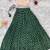Green one-shoulder solid crop top with polka dot flared lehenga for girls