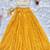 Yellow one-shoulder solid crop top with polka dot flared lehenga for girls