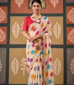 Multi floral print chiffon ethnic saree