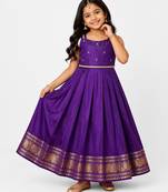 Minipattu violet zari butta frock for girls