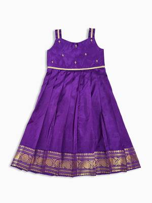 Minipattu violet zari butta frock for girls 2